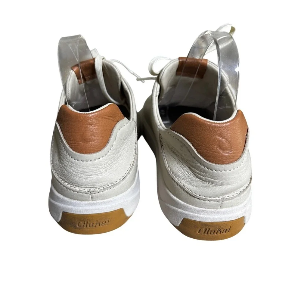 OluKai Lae'ahi Li 'Ili Mens Leather Sneakers Bone Tan 10397-2828